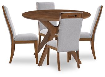 Lyncott Beige/Brown Dining Table and 4 Chairs