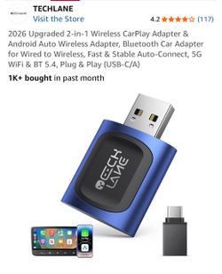 2026 Upgraded 2-in-1 Wireless CarPlay Adapter & Android Auto Wireless Adapter, Bluetooth Car Adapter for Wired to Wireless, Fast & Stable Auto-Connect