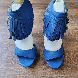 All Leather Fringe Heels