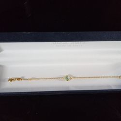 Aquamarine clover bracelet/ anklet 
