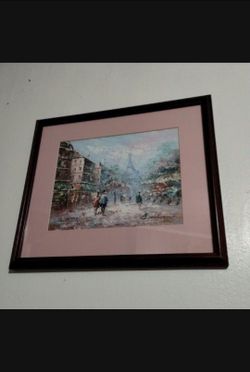 J. GASTON WATERCOLOR ARTWORK - PARISIAN STREETS 16"×13"
