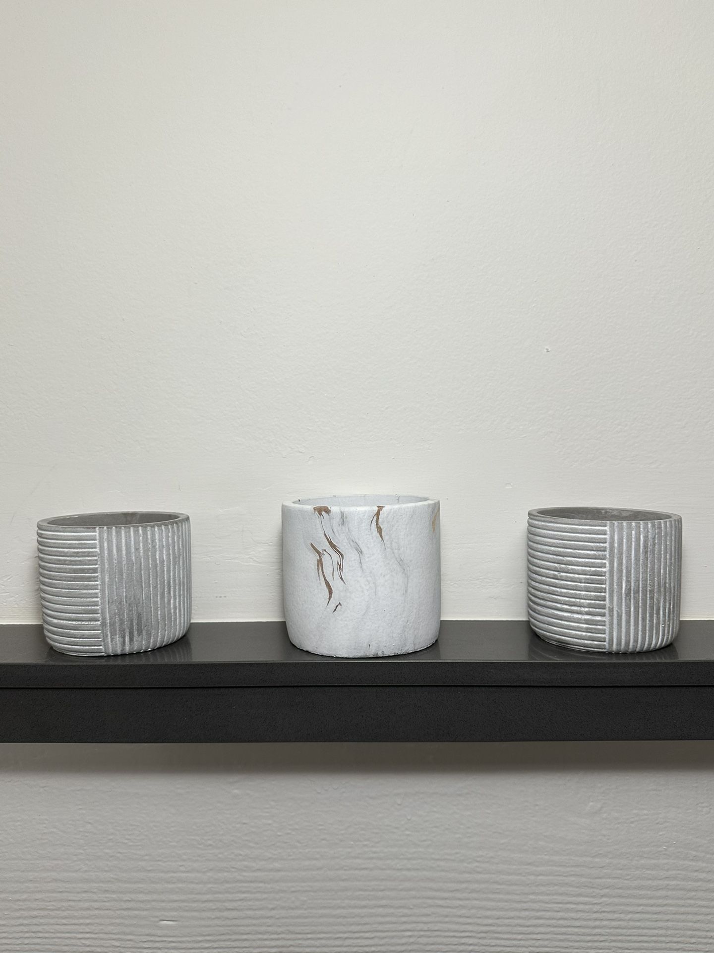 Gray Wash Marble Ceramic Pots