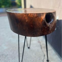 Rustic Wood Side Table | Live Edge Accent Table | Handcrafted with Hairpin Legs