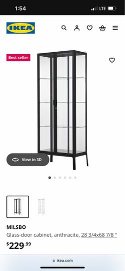 IKEA MILSBO Glass-Door Cabinet Anthracite