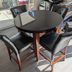 Bar Table and Faux Leather Chairs