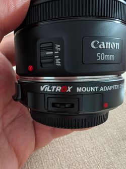 Canon 50mm f1.8 STM Lens with Viltrox EF-M2II adapter