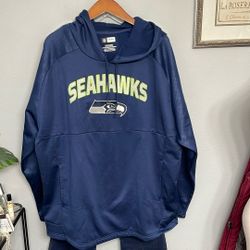 NFL Team Apparel Seattle Seahawks Blue Stitched Pullover Fleece Hoodie Men's2XL
