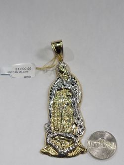 10k gold Saint Mary / Guadalupe charm 7 penny weights inv (847/313/12) 
