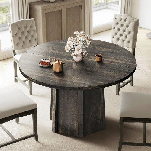 DWVO 47" Round Dining Table for 4-6 People,