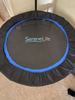 SereneLife 40" Inch Portable Fitness Trampoline – Sports Trampoline with Adjustable Handrail for Indoor and Outdoor Use – Professional Round Jumping T