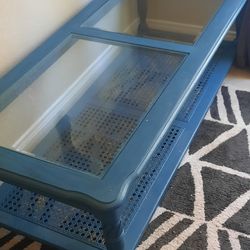 Coffee Table Glass Top Wicker Bottom 