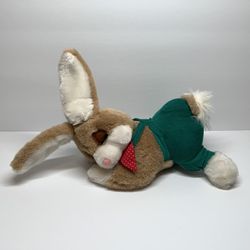Vintage 1987 Clover Rabbit Bunny Plush Corduroy Overalls Stuffed Animal Toy