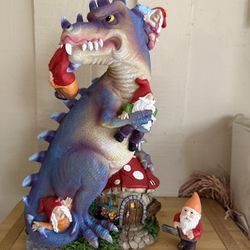 14 Inch Dinosaur Gnomes Garden Statues 