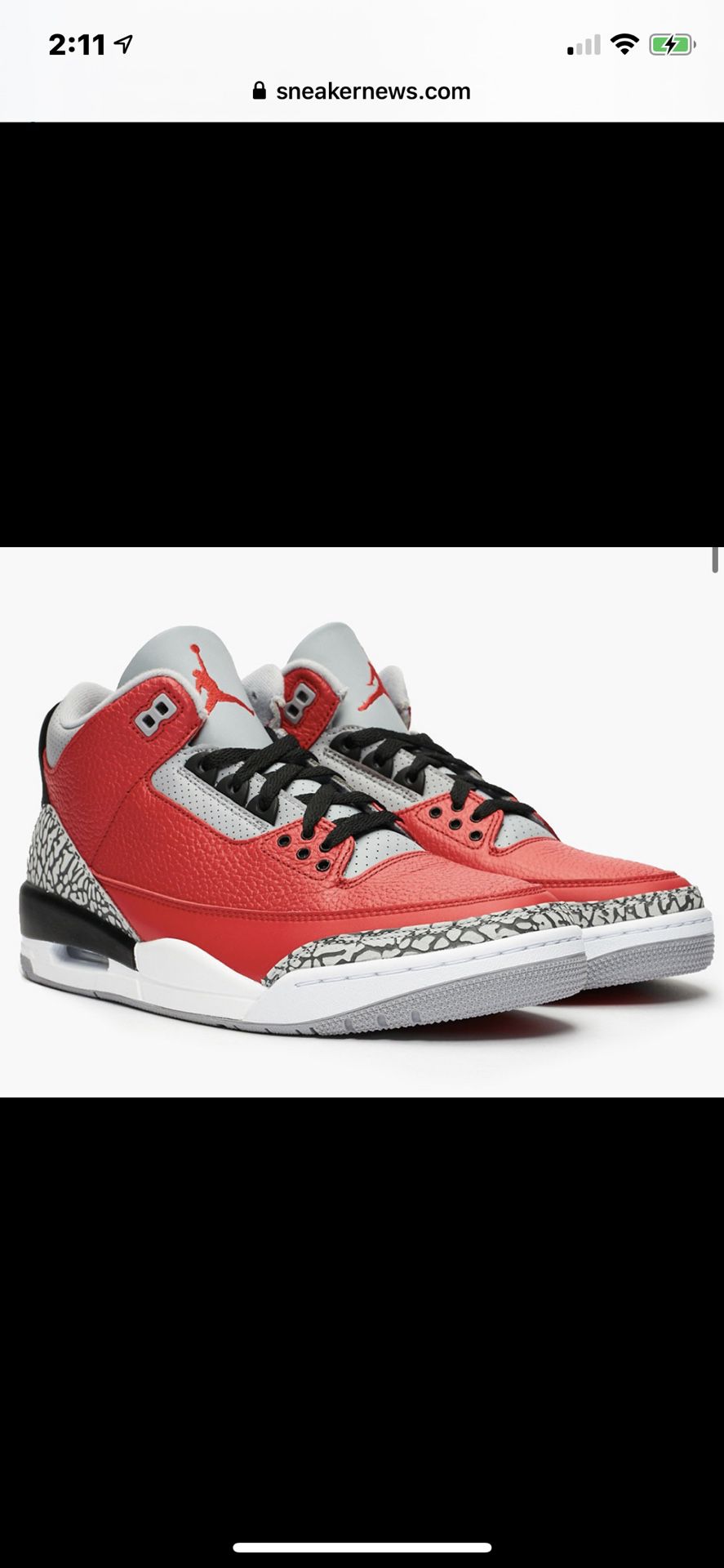 AIR JORDAN RETRO 3 FIRE RED IN HAND SIZE 8.5