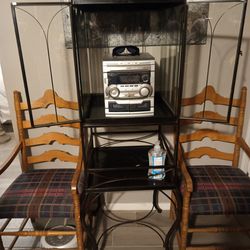 Contemporary metal 2 glass door curio cabinet.