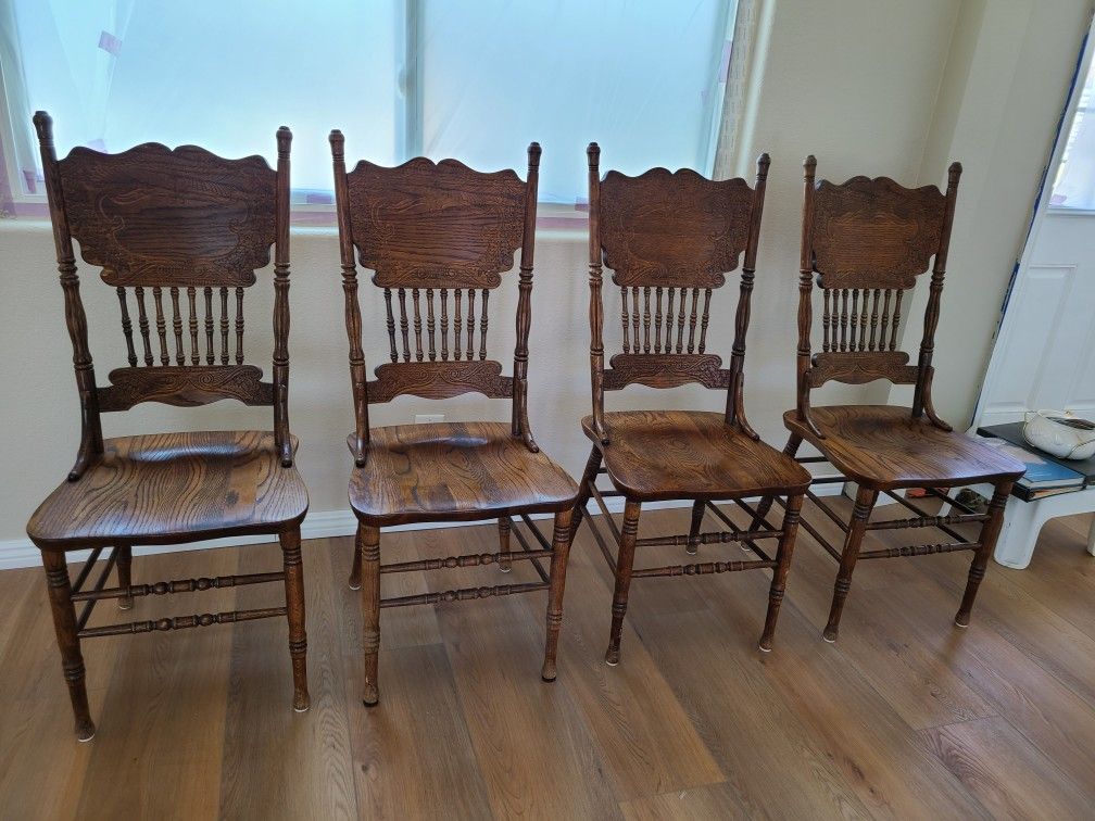 Four Wood Chairs For Dining Set
