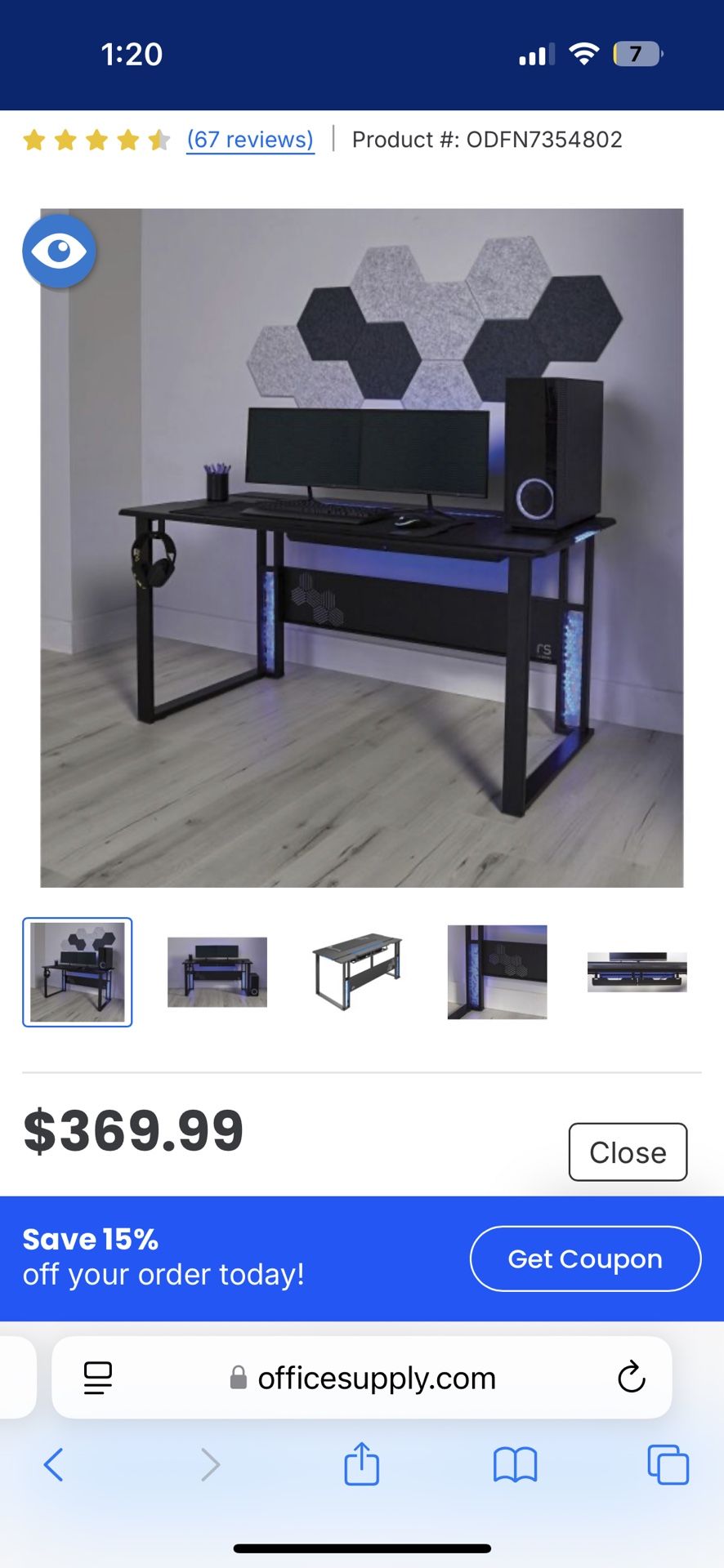 RS gaming Light Up Table Original $369 Selling For $200 Never Used
