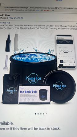 New prime ice bathtub with cover for athletes 116 gallons outdoor cold plunge pool with a lid three layer plunge tub for recovery. Freestanding bathtu
