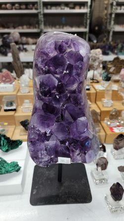 Large Dark Purple Amethyst Crystal Cluster on Stand from Brazil  12" tall 7.5 lbs