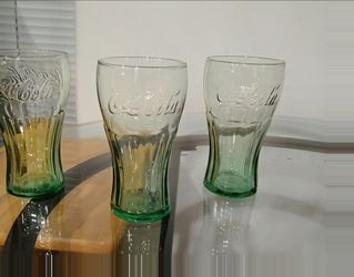 vintage-style green Libbey Coca-Cola contour glasses