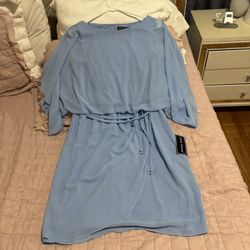 Jessica Howard Blue Chiffon Dress Size 12 Or Large , New Whit Tags