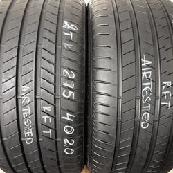 2 Tires 275 40 20 Bridgestone Alenza 001 Run Flat Like New No Repairs