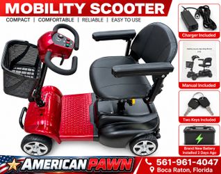 X-02 4-Wheel Mobility Scooter Red w/ Basket Charger 2 Keys New Battery