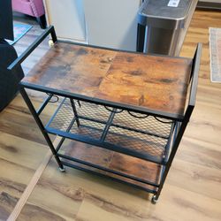 Walnut Steel Shelves on Wheels for Kitchen, Dining, Living or Bedroom!