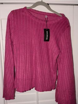 MOLERANI Long Sleeve Ribbed Knit Top in Berry / Magenta – NWT (Size L)