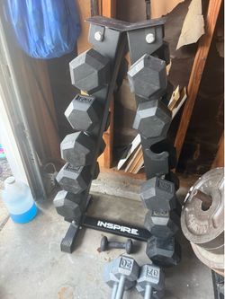 Inspire rack with dumbbell weights