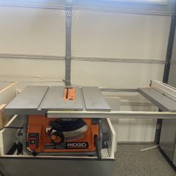 Ridgid Table Saw R4514. Upgraded fence back piece (price is $50 online). 