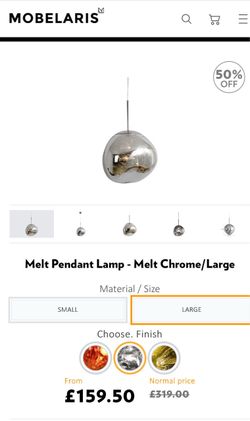 Mobelaris Melt Pendant Lamp - Chrome / Large (Brand New in Bag)