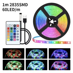 Led USB Strip Light 5M Color Changing 5050 RGB LED Flexible Lights with 24 Keys for Children Gaming Room Home Party TV Backlight