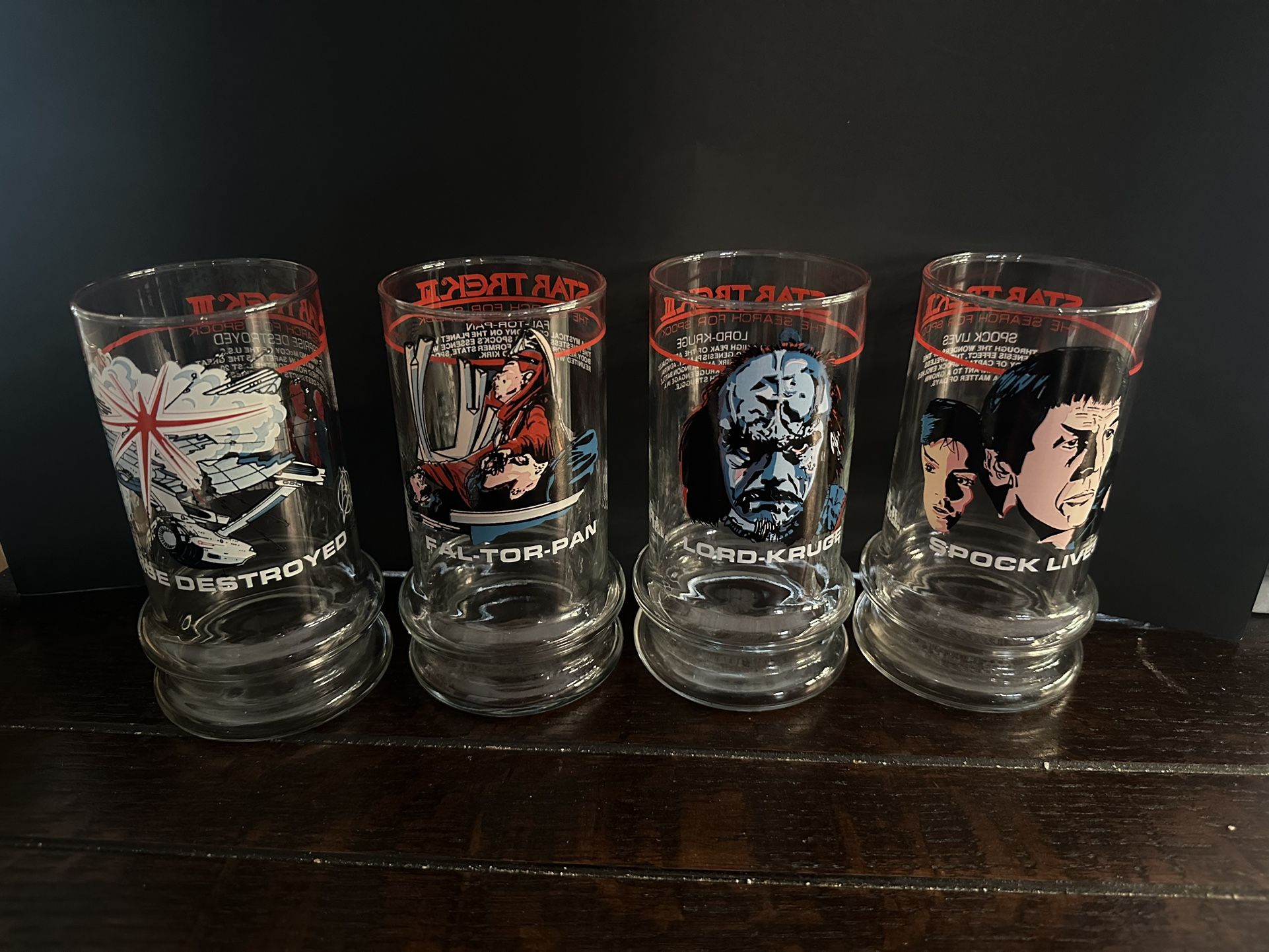 Vintage 1984 Star Trek Taco Bell Glass Cups, Set Of 4