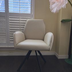 Modern Desk Chair no Wheel, Ergonomic Office Chair Home Office Upholstered Chair, Swivel Arm Chairs with Metal Legs, Computer Chair for Bedroom,