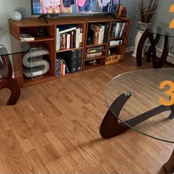 Living Room Set (Wood and glass)
