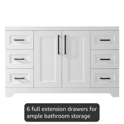 48" Bathroom Vanity Without Sink,Bathroom Storage Cabinet with 2 Soft Closing Doors & 6 Full Extension Drawers,White $199 