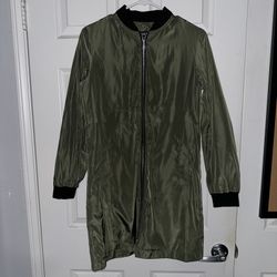 Bebe NWT Women Long Olive Bomber Jacket - Size XS - 