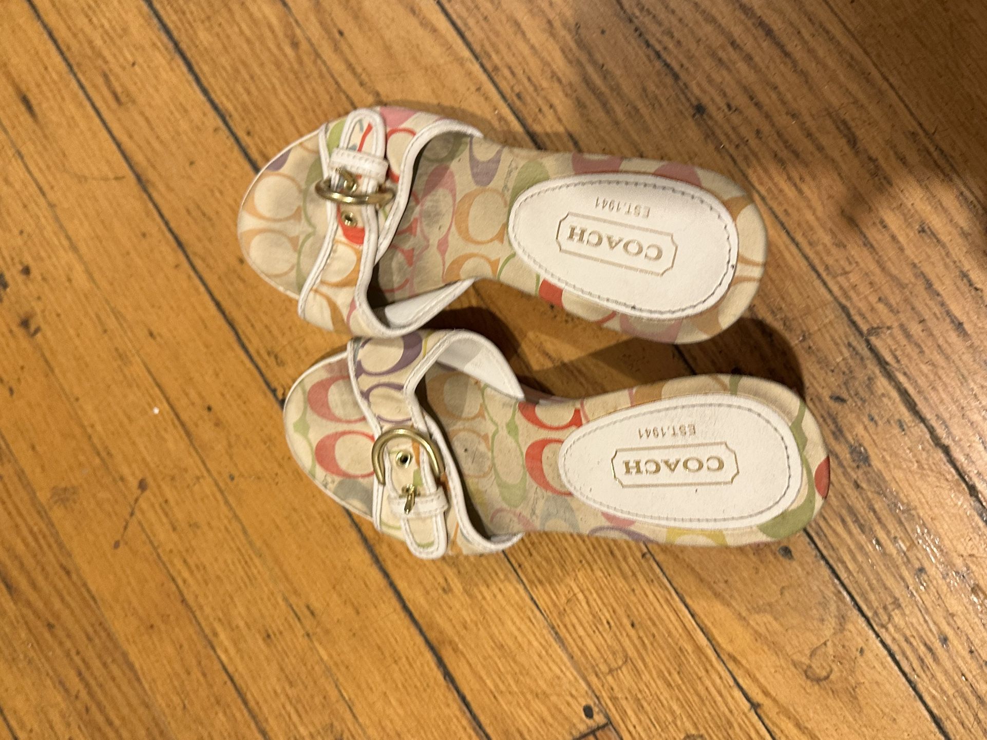 Coach Perry wedge sandal with a multicolor