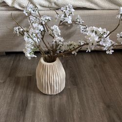 Plastic Flowers & Vase