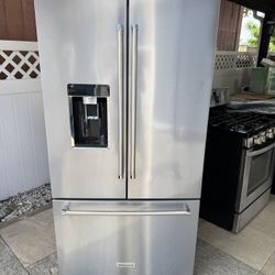 Kichen-aid Refrigerator 36 X 70 X 24 Working Perfect Clean One Receipt For 90 Days Warranty 