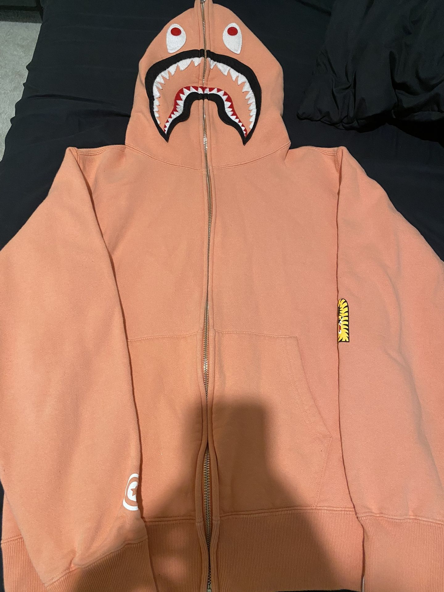 Peach Bape Shark Hoodie Size Medium