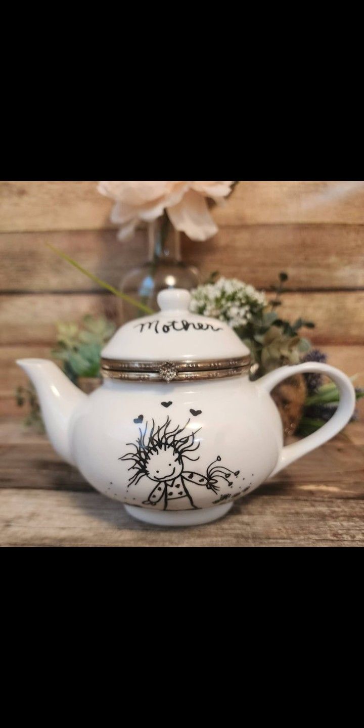Vintage Children Of The Inner Light Marci Baum Bros Mother Ceramic Tea Pot Trinket Box