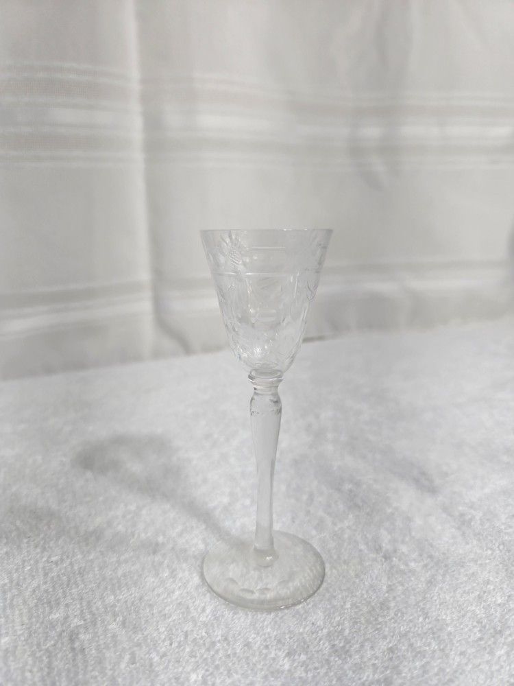 Elegant Small Cut Glass Cordial Glasses (4)