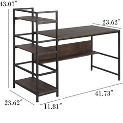 Tower Desk  Steel/Wood with Storage Shelves 