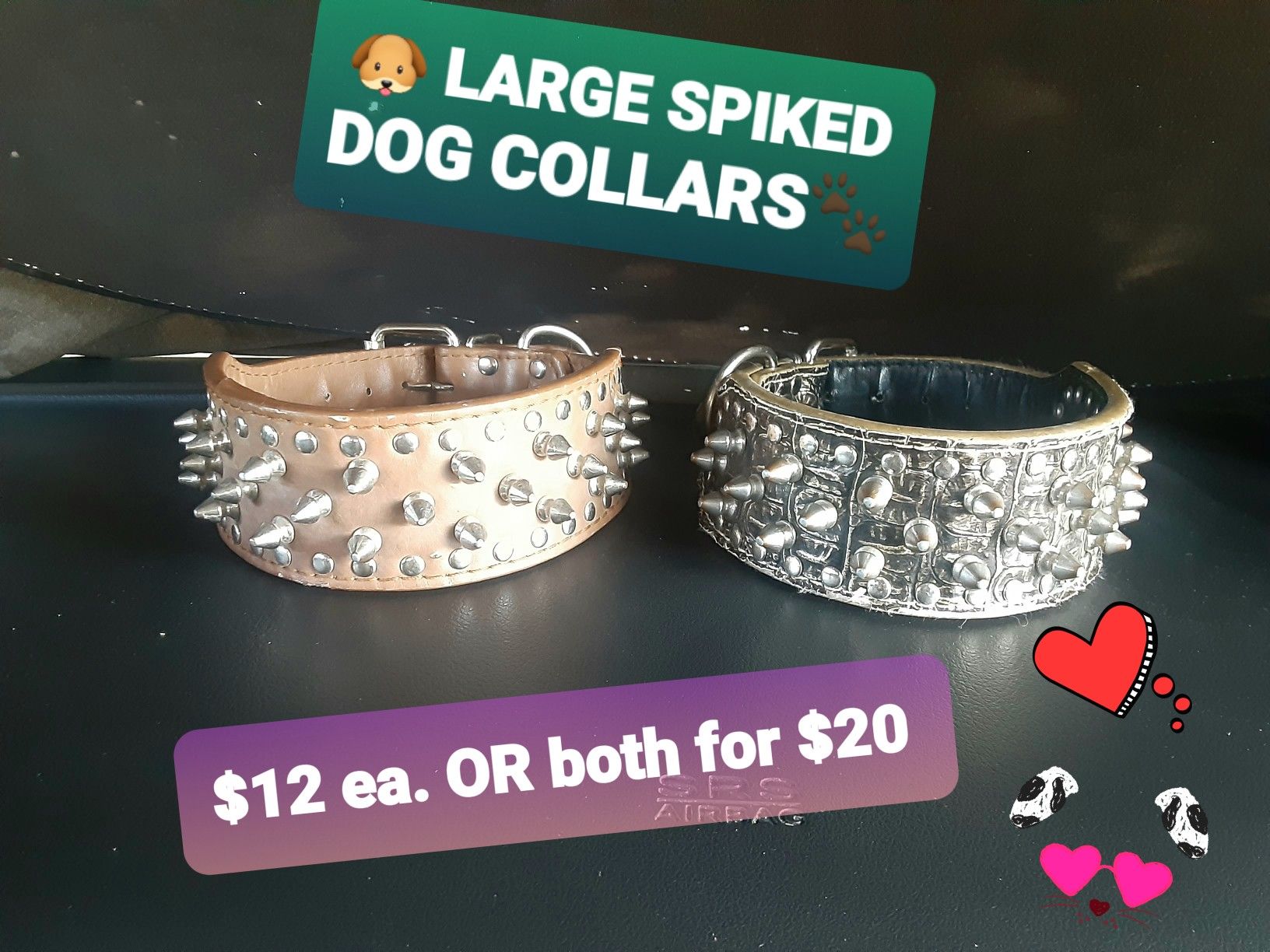 SPIKED Large DOG COLLARS