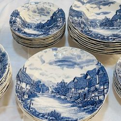 Vintage China From England "Olde English Countryside" Blue