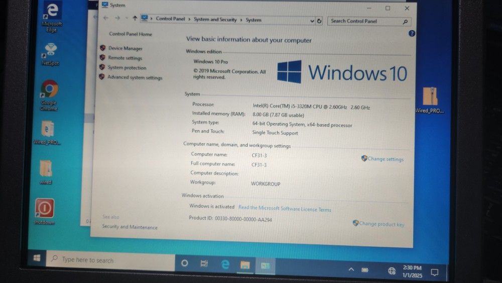 Panasonic Toughbook CF 31 With Intel 300gb SSD