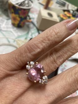 Pink Topaz Stone In A 10 Karat Gold Setting