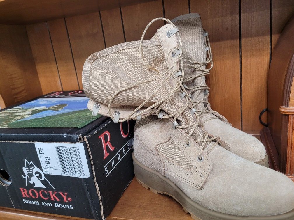 NEW ROCKY 282 Weather Military Army Combat Desert Work Suede Boots Mens Sz 4